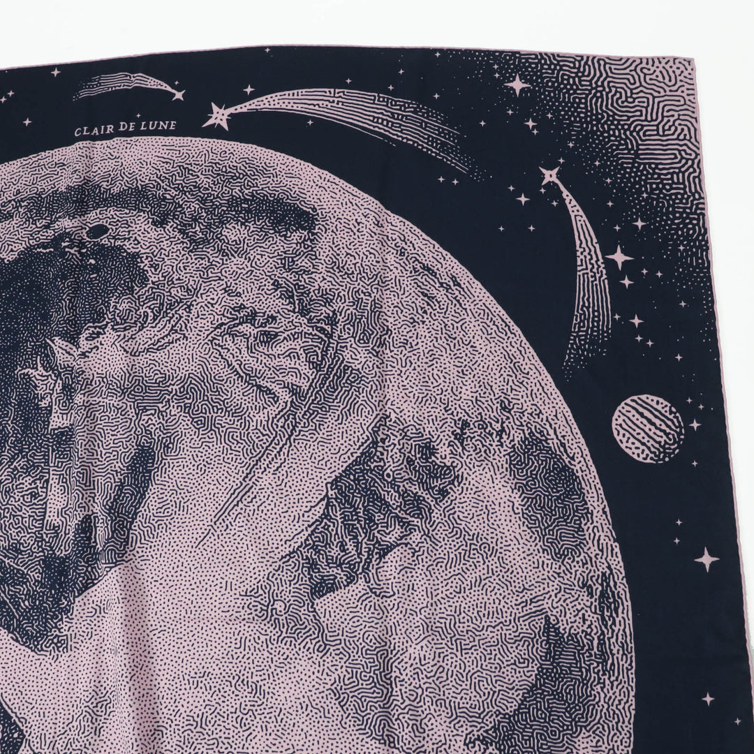 Excellent HERMES scarf CLAIR DE LUNE Large stole/ Navy pink cashmere Women