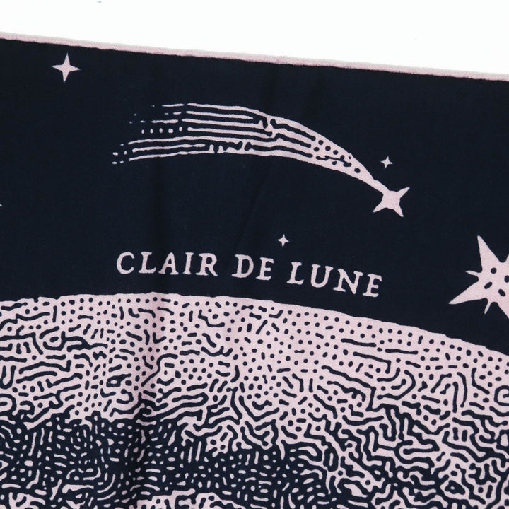 Excellent HERMES scarf CLAIR DE LUNE Large stole/ Navy pink cashmere Women