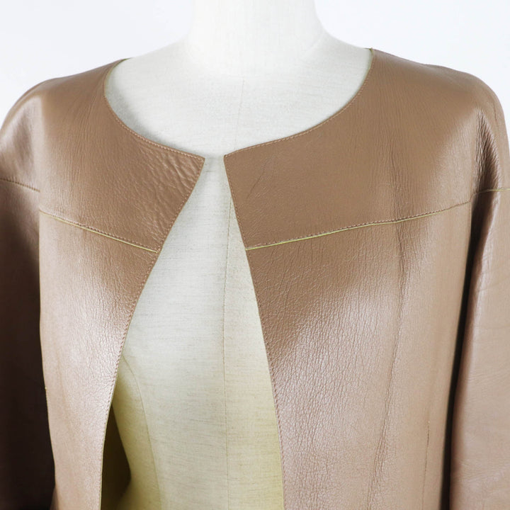 Great MARNI collarless jacket Beige yellow Sheep leather Women 38
