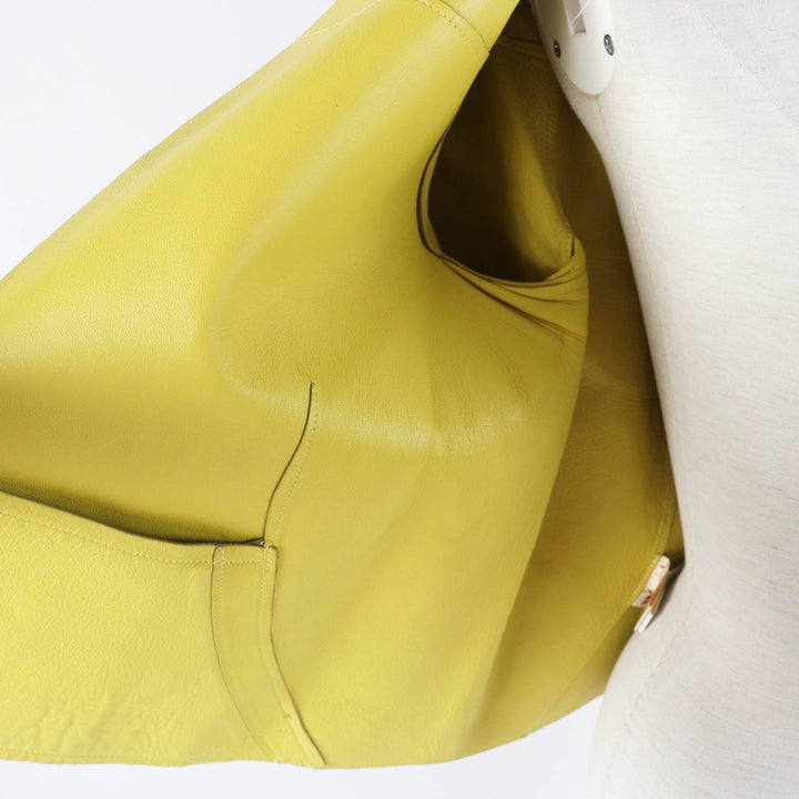 Great MARNI collarless jacket Beige yellow Sheep leather Women 38 IMXD22RYOLA175