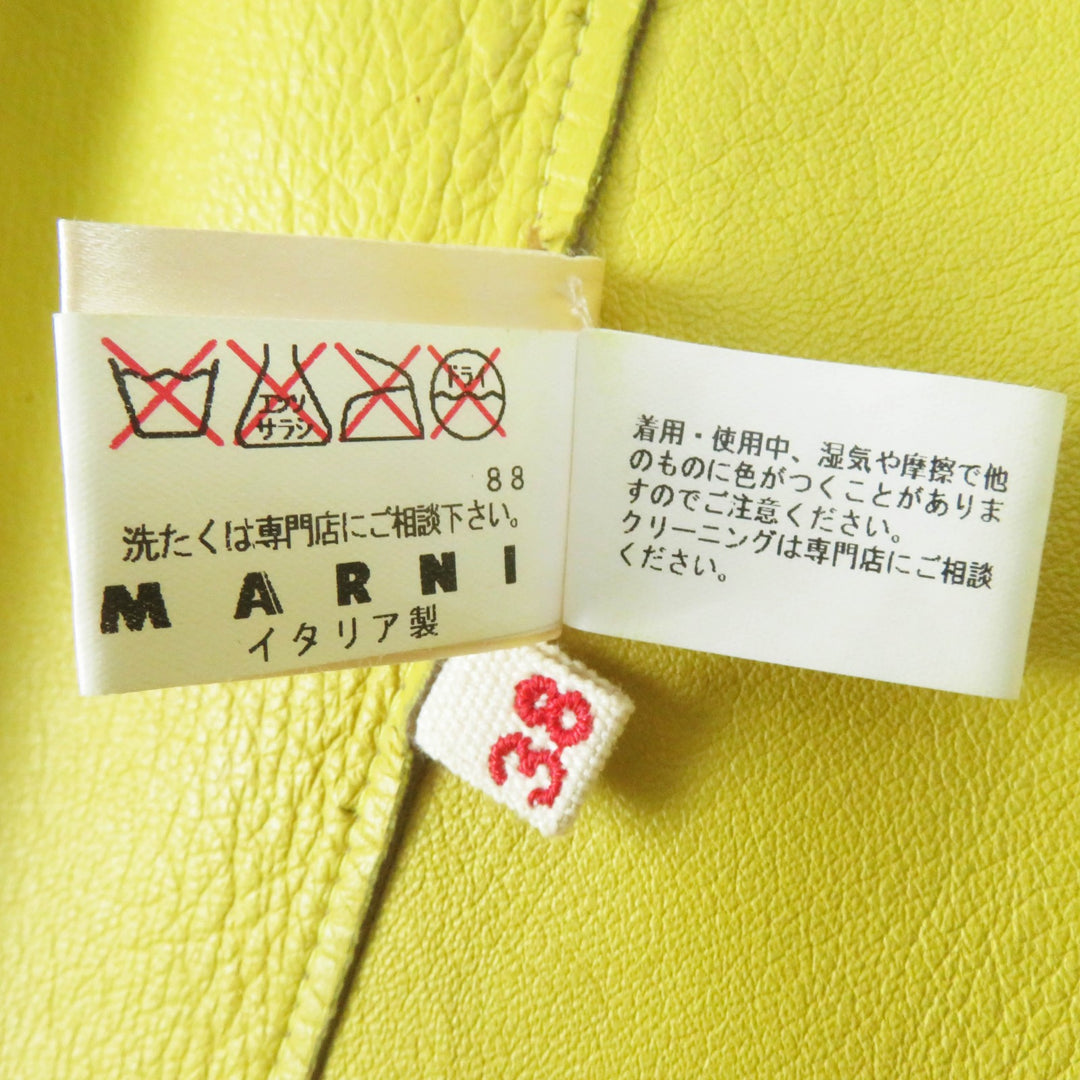 Great MARNI collarless jacket Beige yellow Sheep leather Women 38 IMXD22RYOLA175