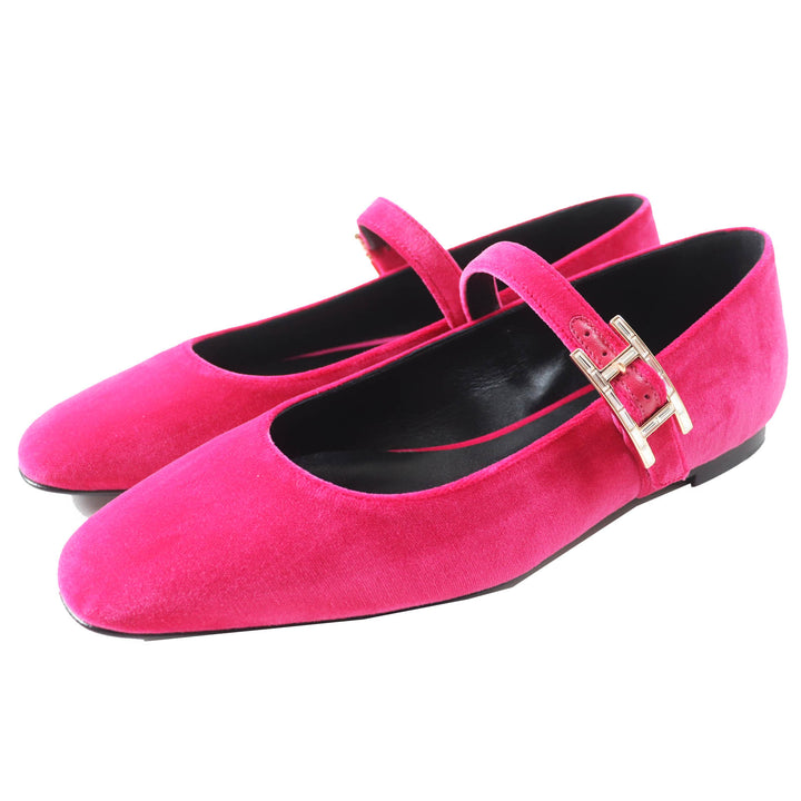 Pristine HERMES Ballet shoes Jane Api buckle with crystal Velor Women 36.5