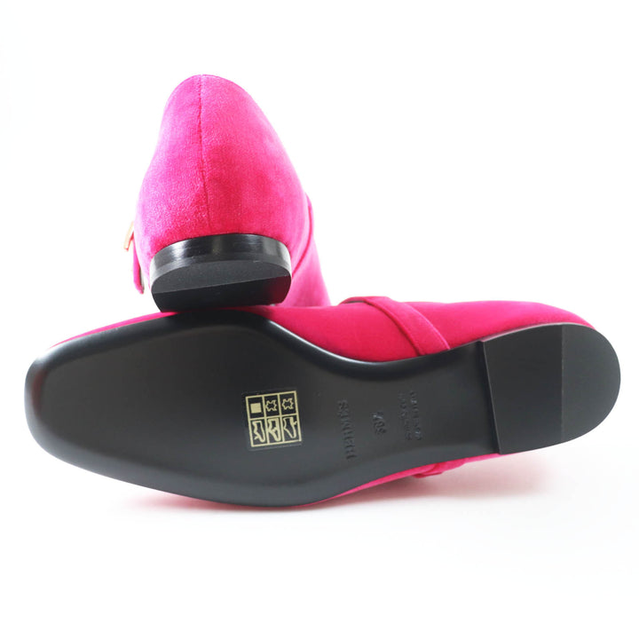 Pristine HERMES Ballet shoes Jane Api buckle with crystal Velor Women 36.5