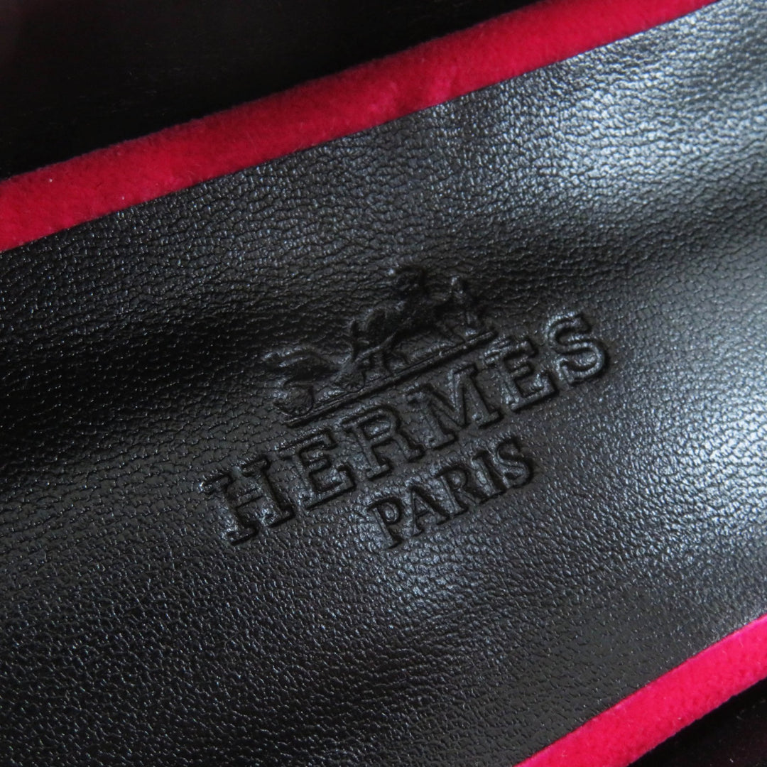 Pristine HERMES Ballet shoes Jane Api buckle with crystal Velor Women 36.5