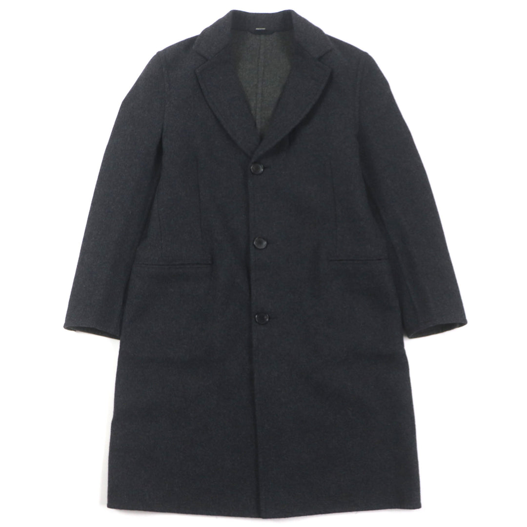 Excellent HERMES Chester coat Double Face Single Dark gray wool mens 48