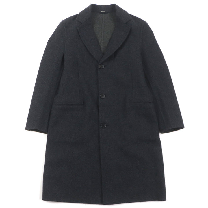 Excellent HERMES Chester coat Double Face Single Dark gray wool mens 48
