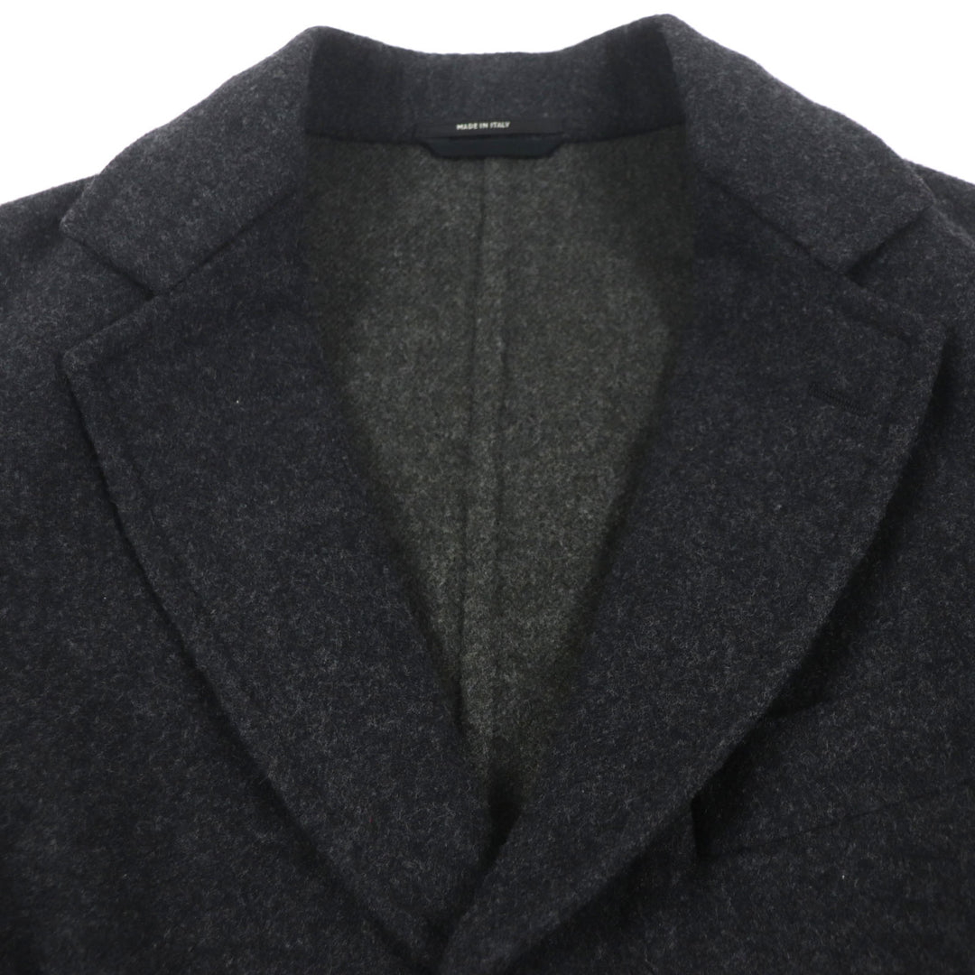 Excellent HERMES Chester coat Double Face Single Dark gray wool mens 48