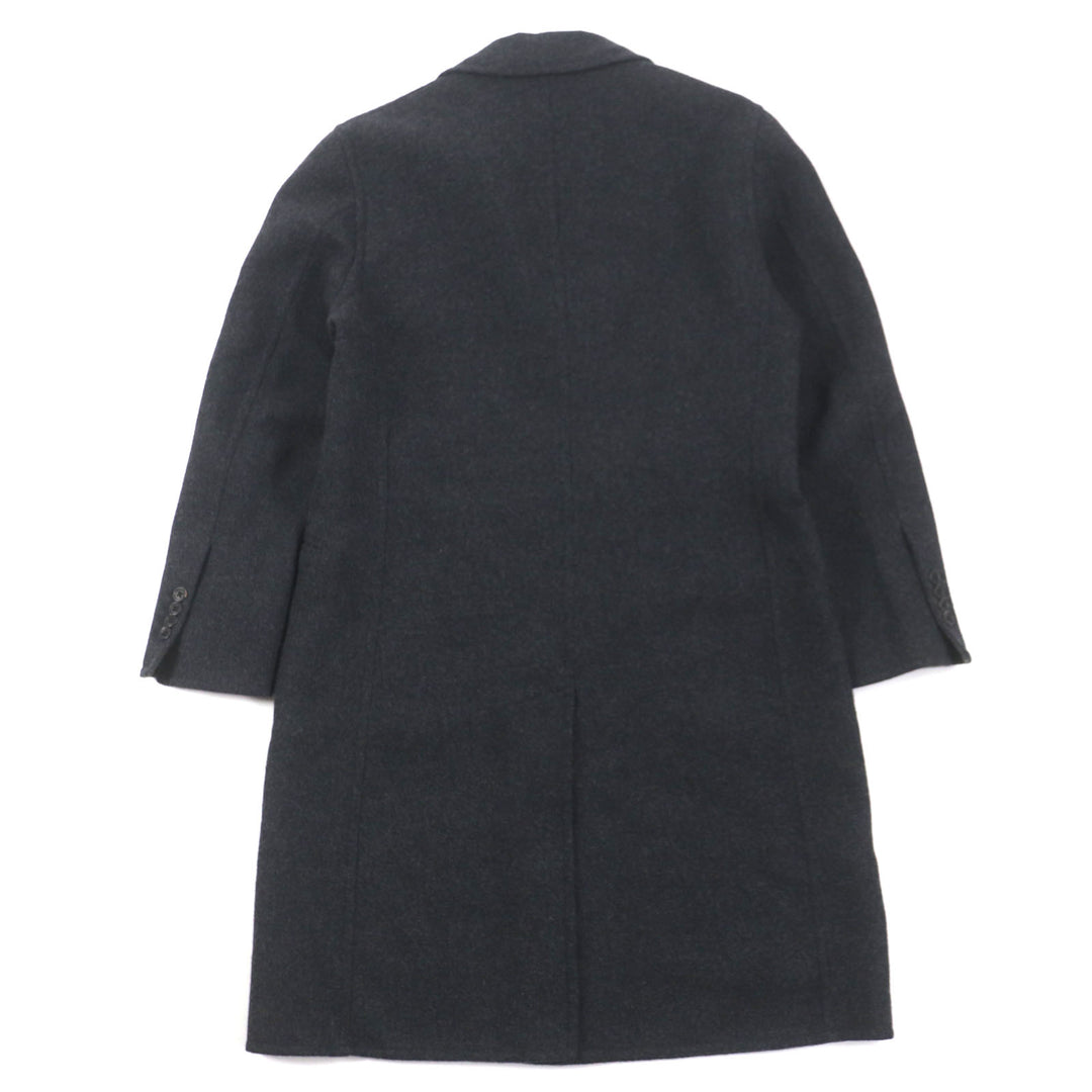 Excellent HERMES Chester coat Double Face Single Dark gray wool mens 48