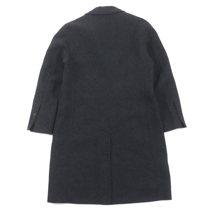Excellent HERMES Chester coat Double Face Single Dark gray wool mens 48