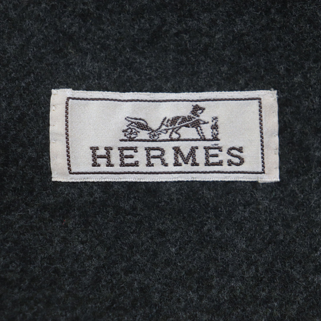 Excellent HERMES Chester coat Double Face Single Dark gray wool mens 48
