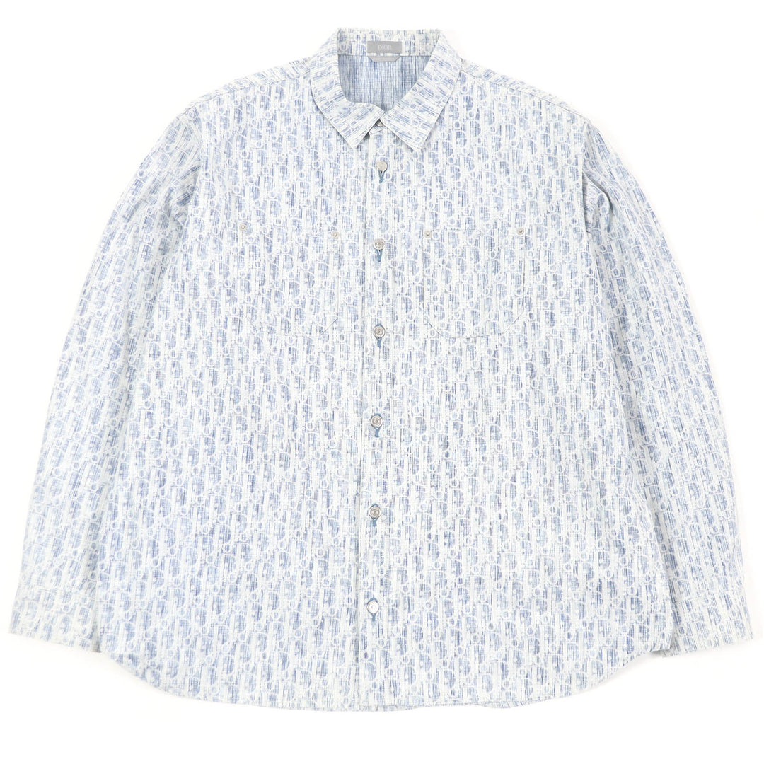Excellent DIOR Long sleeve shirt Oblique all-over print long sleeve mens 45 013D585BY989