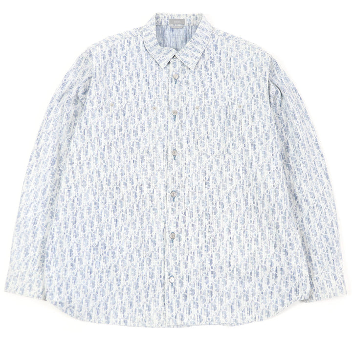 Excellent DIOR Long sleeve shirt Oblique all-over print long sleeve mens 45 013D585BY989
