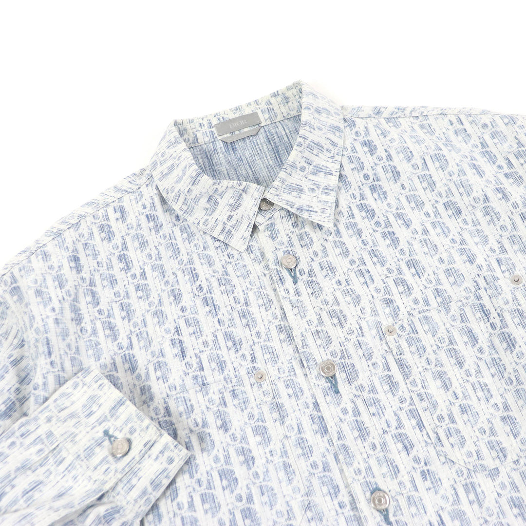 Excellent DIOR Long sleeve shirt Oblique all-over print long sleeve mens 45 013D585BY989
