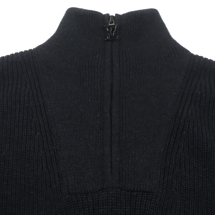 Excellent LOUIS VUITTON sweater Back logo embroidered signature half zip knit
