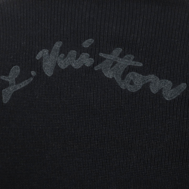 Excellent LOUIS VUITTON sweater Back logo embroidered signature half zip knit black mens S