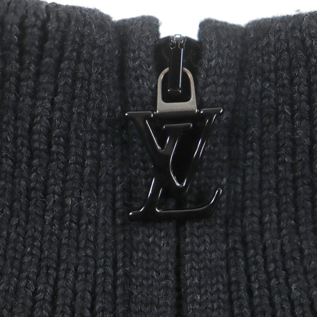 Excellent LOUIS VUITTON sweater Back logo embroidered signature half zip knit black mens S