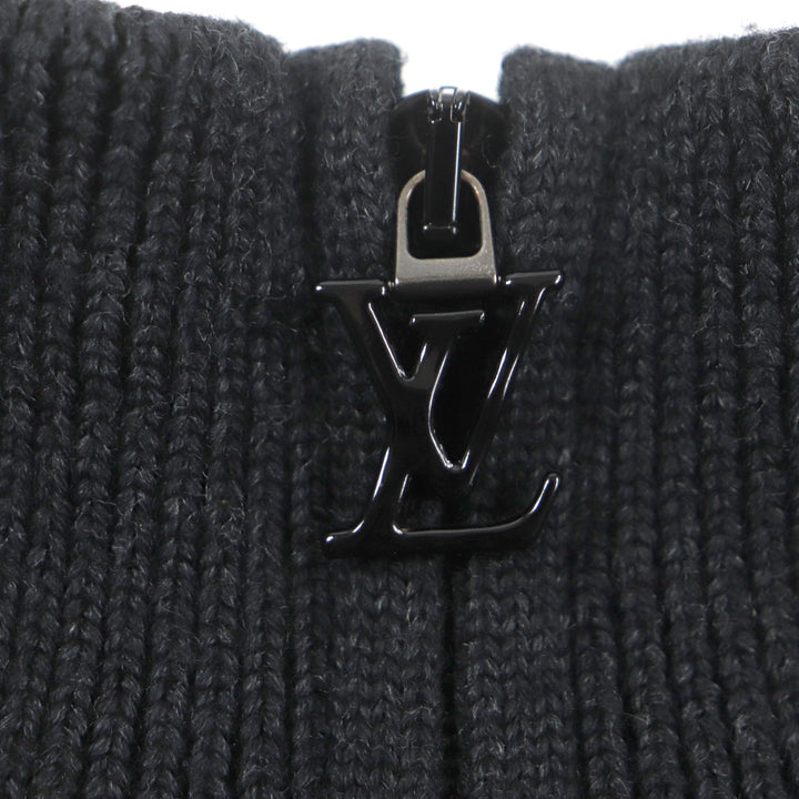 Excellent LOUIS VUITTON sweater Back logo embroidered signature half zip knit black mens S