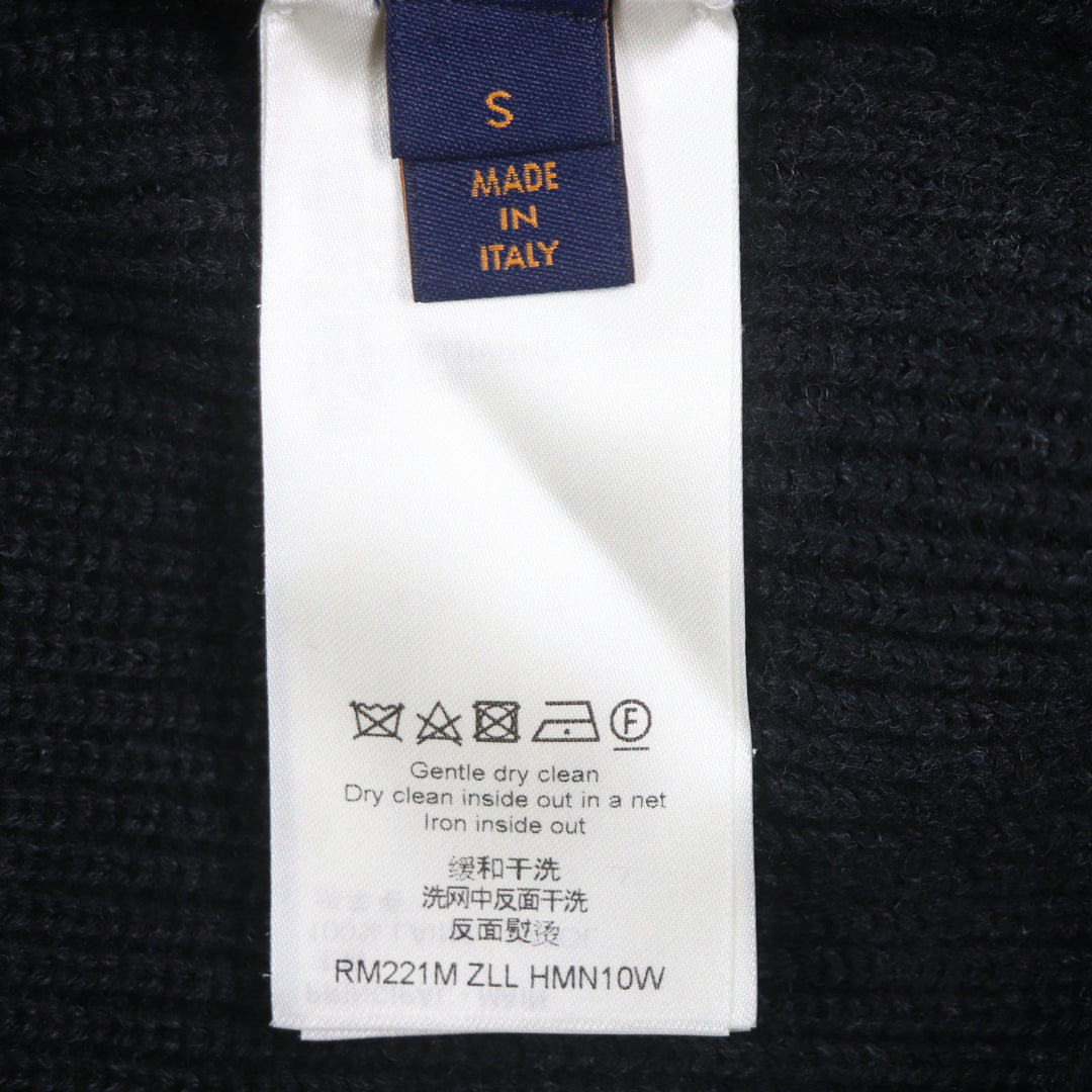 Excellent LOUIS VUITTON sweater Back logo embroidered signature half zip knit black mens S