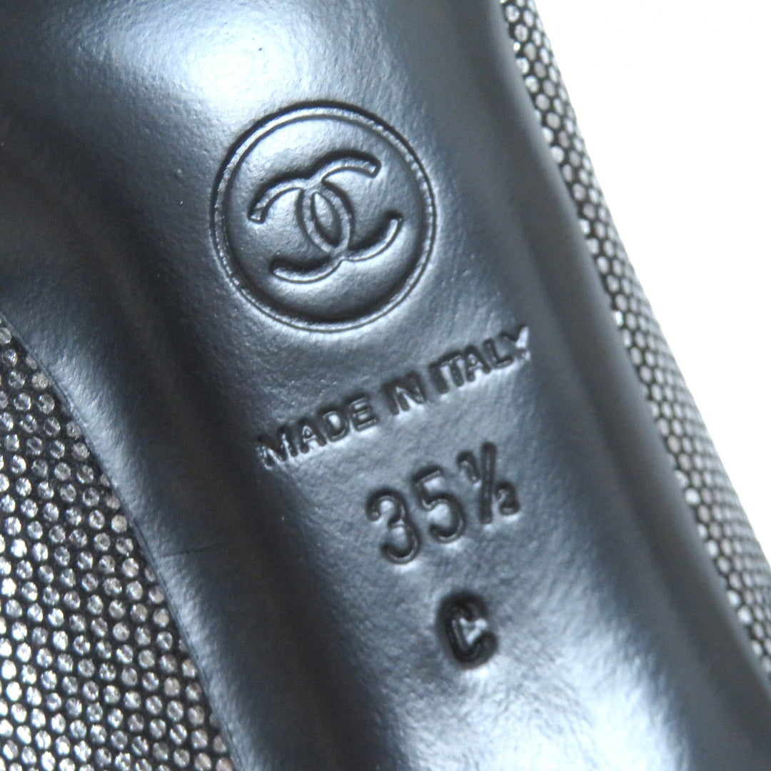 Great CHANEL pumps COCO Mark Metallic Leather Silver Black Women 35.5 G28557