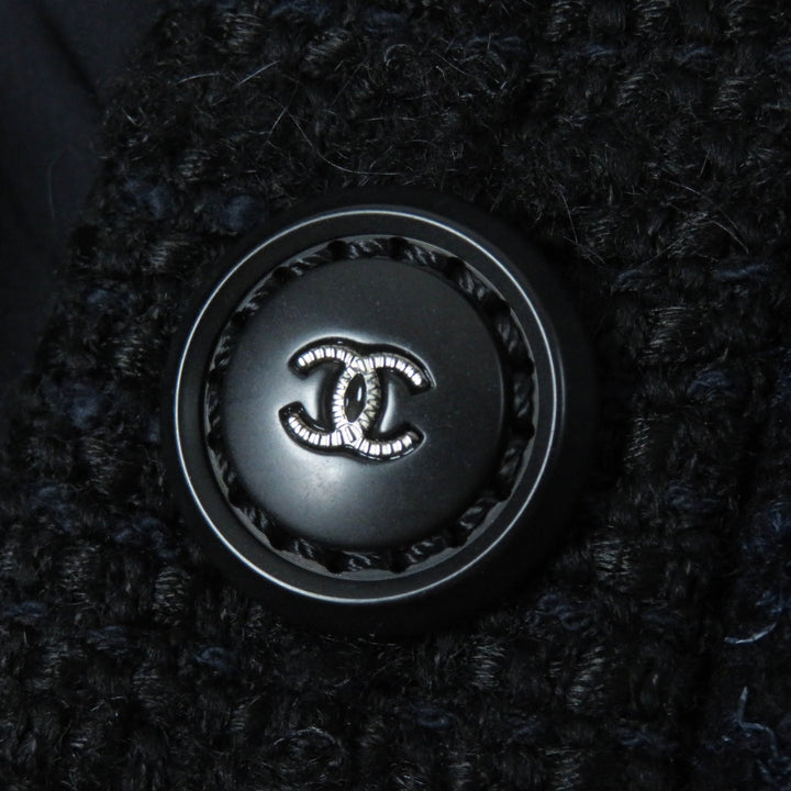 Excellent CHANEL coat Park Shin Hye wears BIG Coco buckle belt Black navy Women