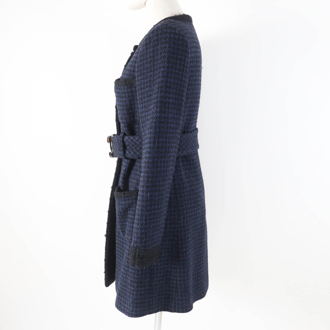 Excellent CHANEL coat Park Shin Hye wears BIG Coco buckle belt Black navy Women
