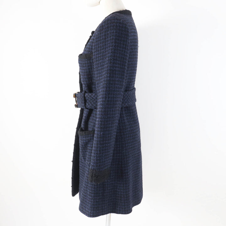 Excellent CHANEL coat Park Shin Hye wears BIG Coco buckle belt Black navy Women