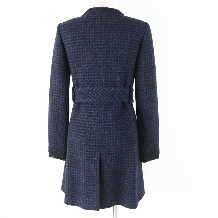 Excellent CHANEL coat Park Shin Hye wears BIG Coco buckle belt Black navy Women