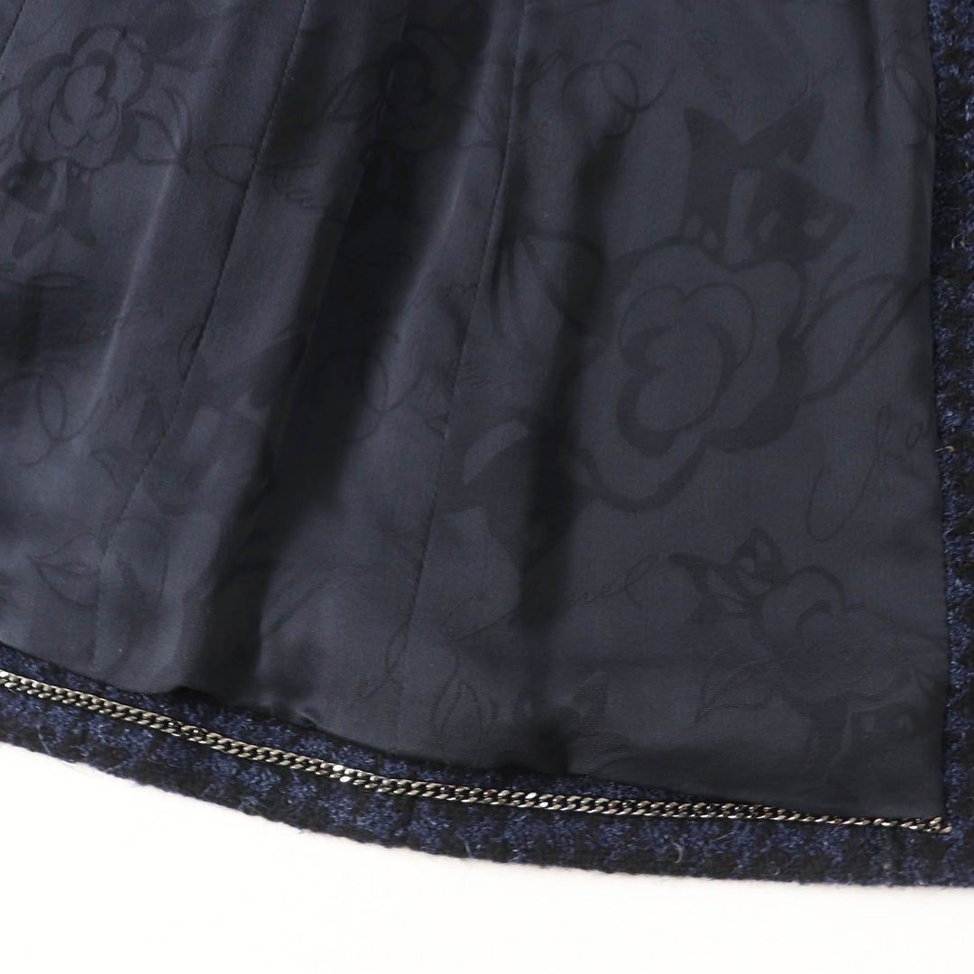 Excellent CHANEL coat Park Shin Hye wears BIG Coco buckle belt Black navy Women 34 P57229