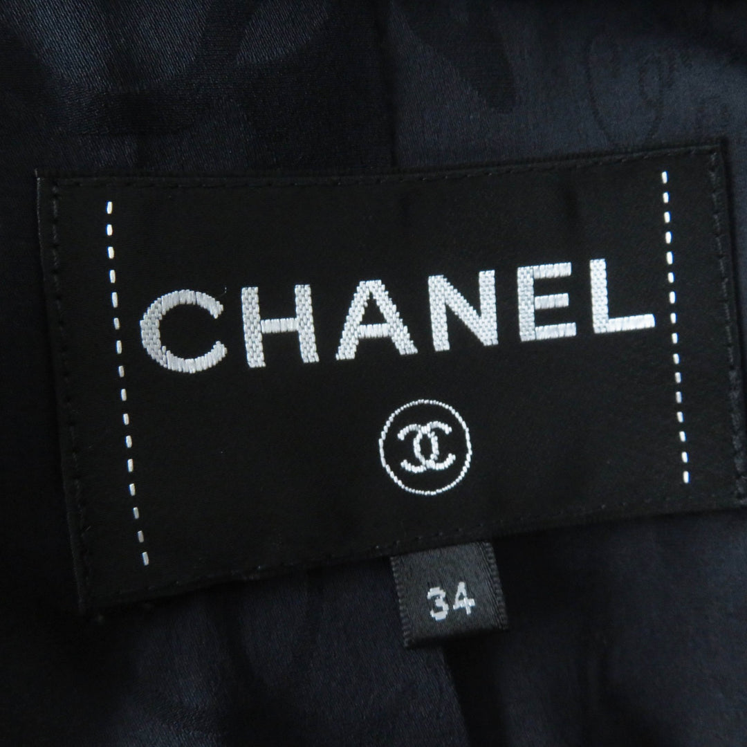 Excellent CHANEL coat Park Shin Hye wears BIG Coco buckle belt Black navy Women 34 P57229