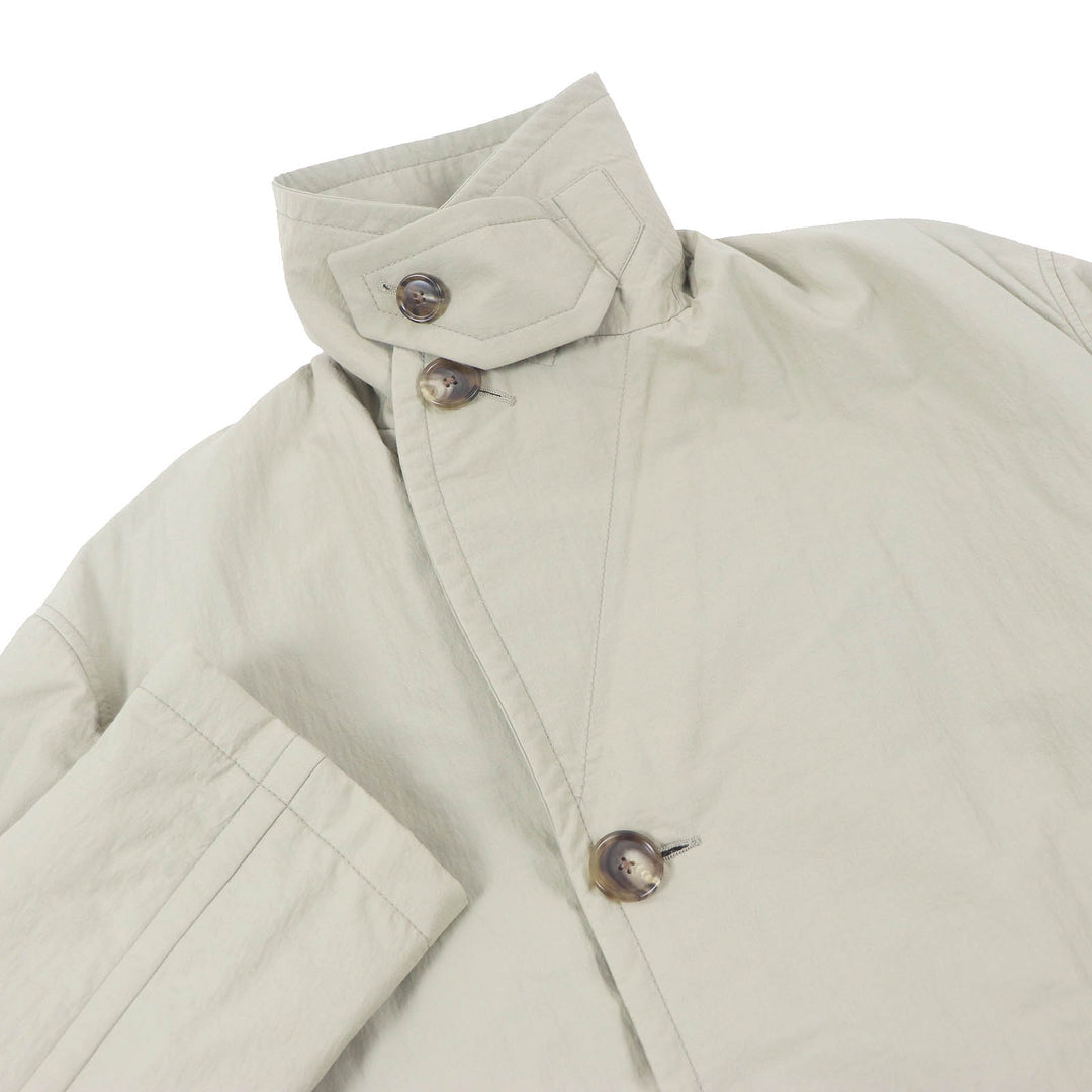 Excellent HERMES coat H logo zip padded medium length chesterfield jacket khaki