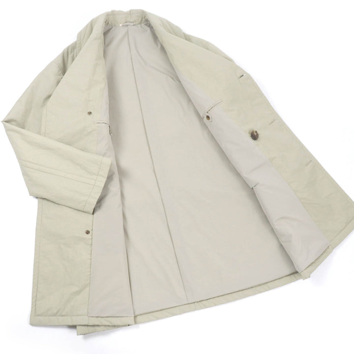 Excellent HERMES coat H logo zip padded medium length chesterfield jacket khaki