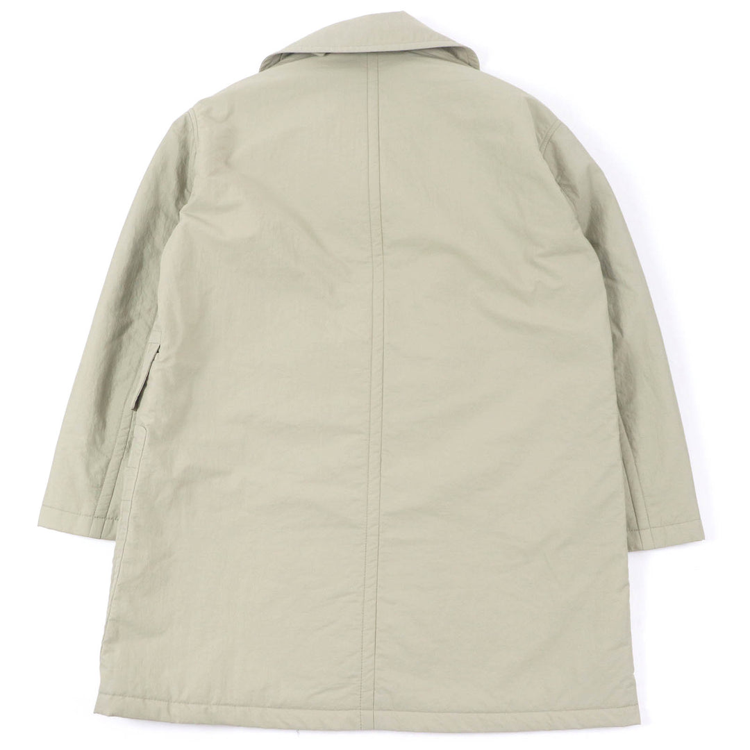 Excellent HERMES coat H logo zip padded medium length chesterfield jacket khaki