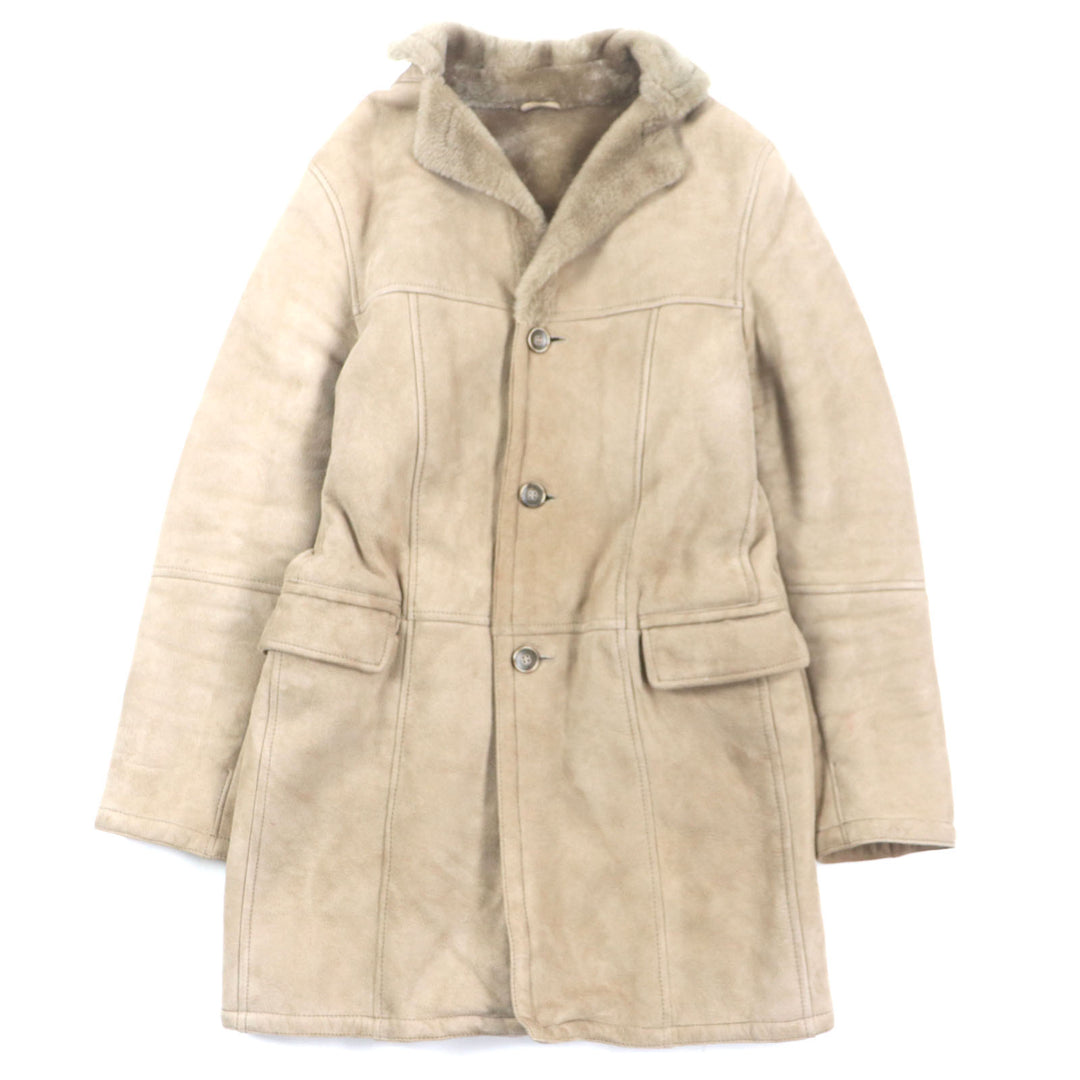 Very Good EMMETI Mouton coat Lamb leather with back belt light brown Sheep leather mens 46