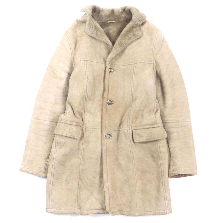 Very Good EMMETI Mouton coat Lamb leather with back belt light brown Sheep leather mens 46