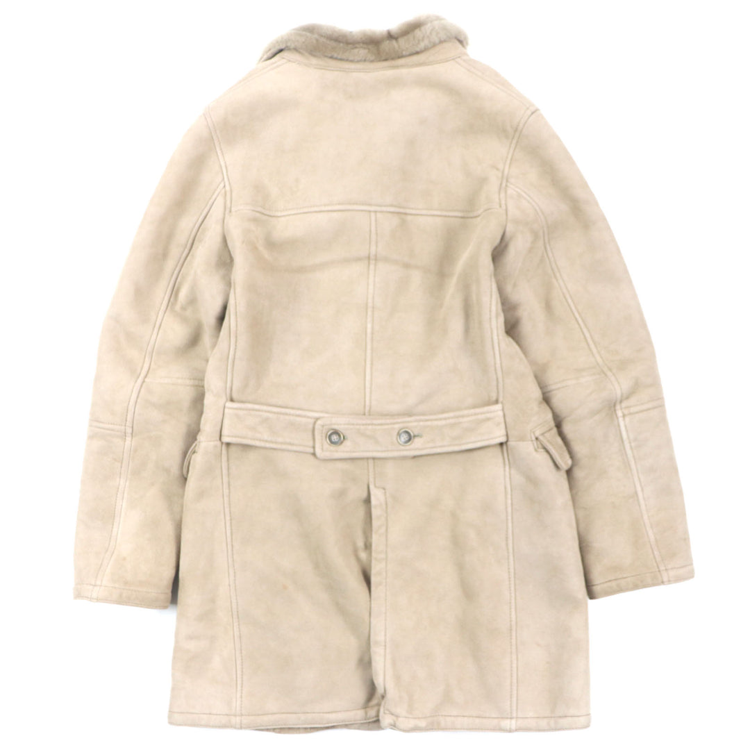 Very Good EMMETI Mouton coat Lamb leather with back belt light brown Sheep leather mens 46