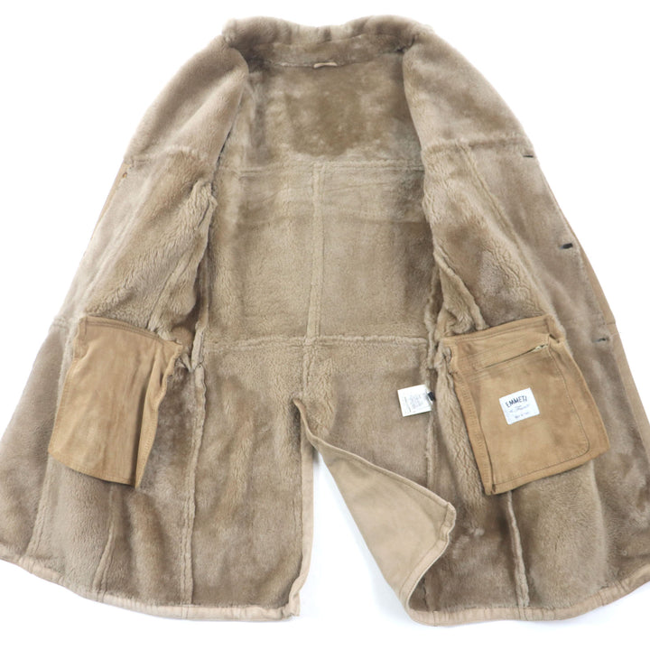 Very Good EMMETI Mouton coat Lamb leather with back belt light brown Sheep leather mens 46