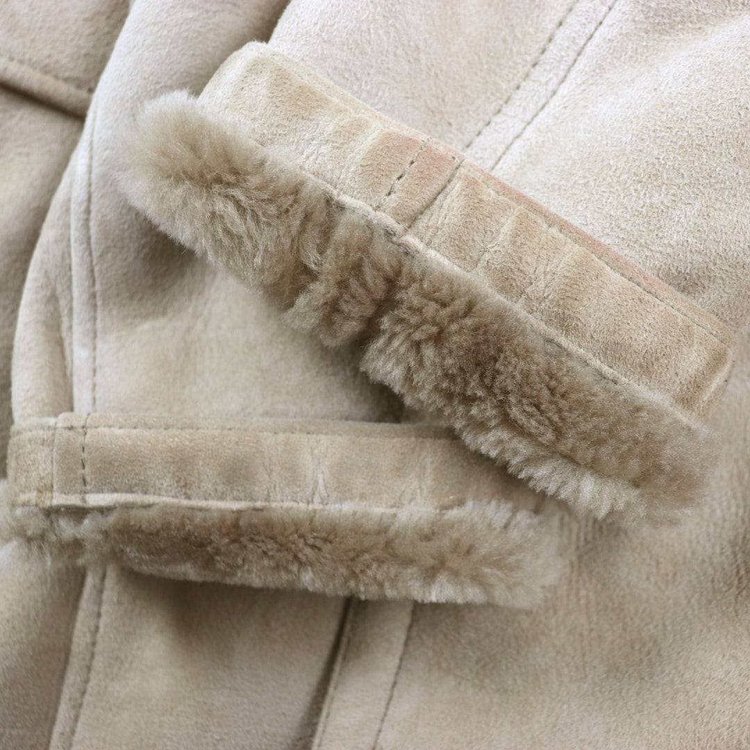 Very Good EMMETI Mouton coat Lamb leather with back belt light brown Sheep leather mens 46