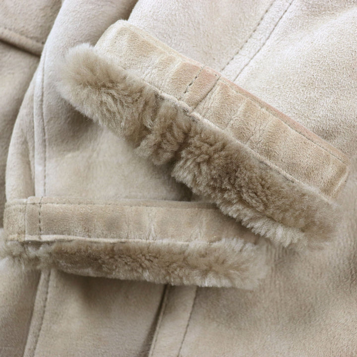 Very Good EMMETI Mouton coat Lamb leather with back belt light brown Sheep leather mens 46