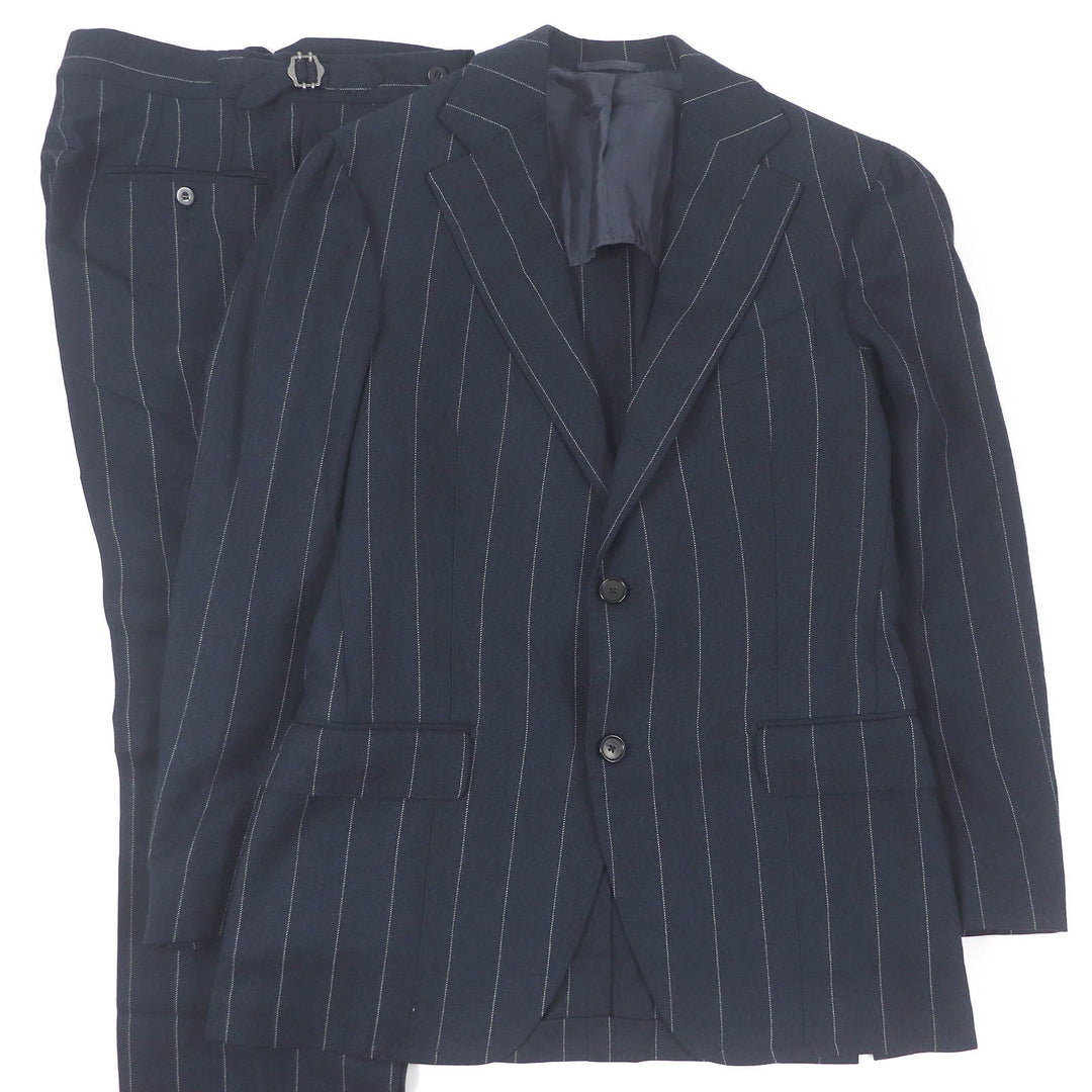 Great TITO ALLEGRETTO suit Stripe Pattern Single Navy wool mens 44
