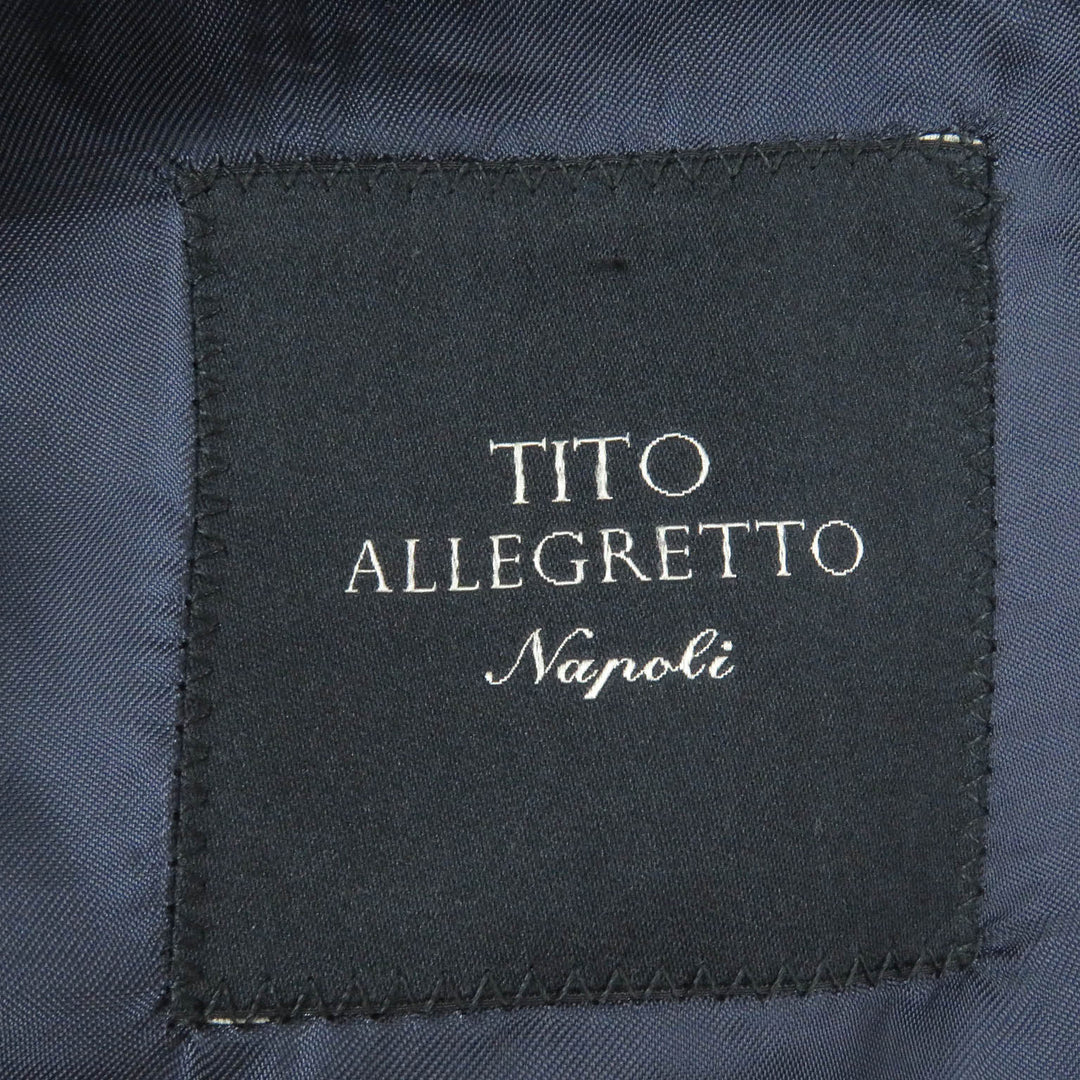 Great TITO ALLEGRETTO suit Stripe Pattern Single Navy wool mens 44