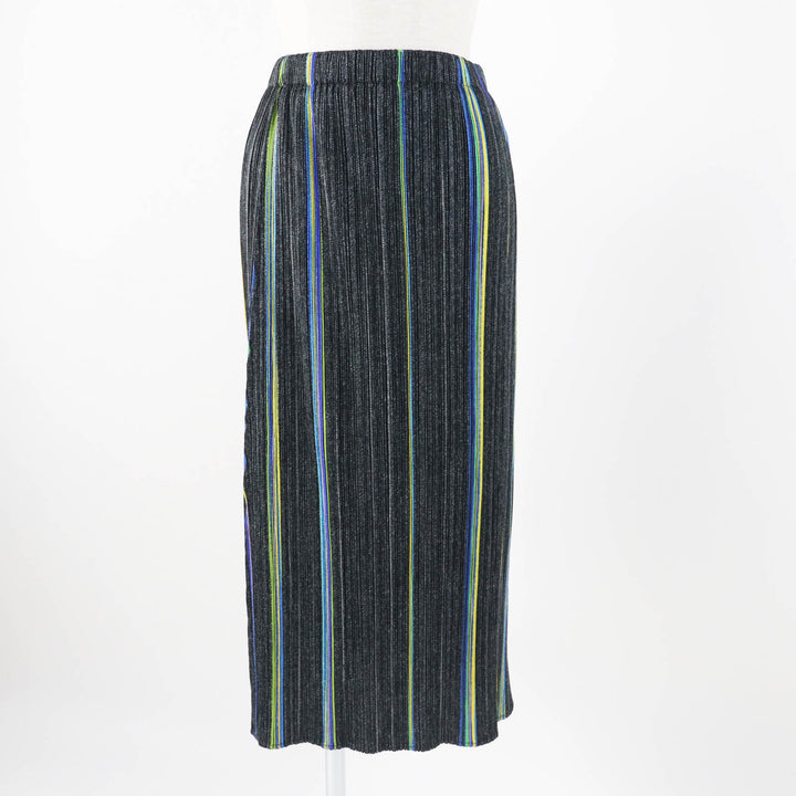 Excellent PLEATS PLEASE two-piece set Transfer print shirt/long skirt Dark gray polyester Women 3 PP53-JD761 PP61-JG704