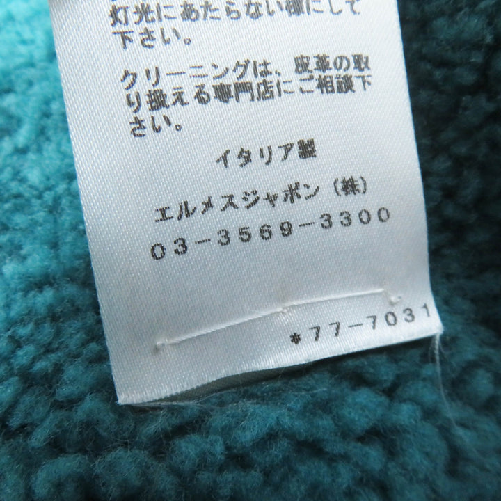 Great HERMES Mouton coat Serie buttoned switch design green Sheep leather Women 34