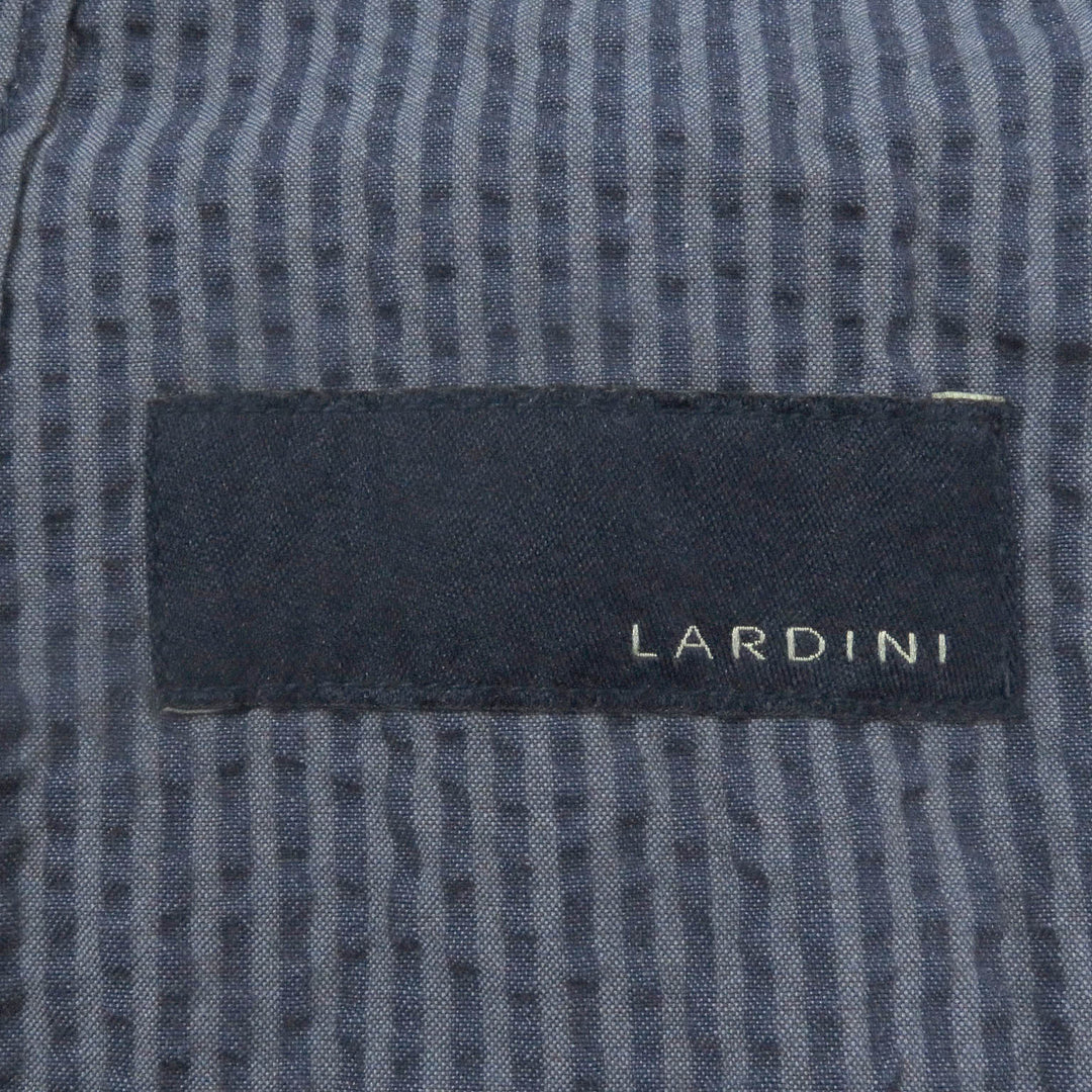 Excellent LARDINI tailored jacket Striped Single Seersucker blue cotton mens 50 JKCM21