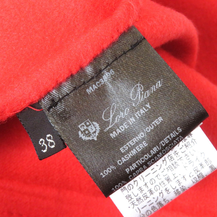 Excellent Loro Piana coat Logo Button Half Red orange cashmere Women 38 FAE8021