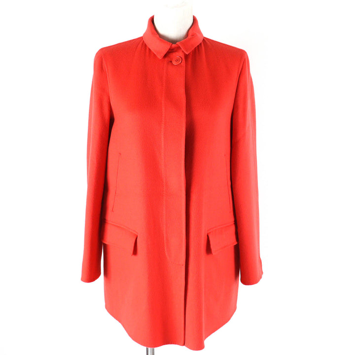 Excellent Loro Piana coat Logo Button Half Red orange cashmere Women 38 FAE8021