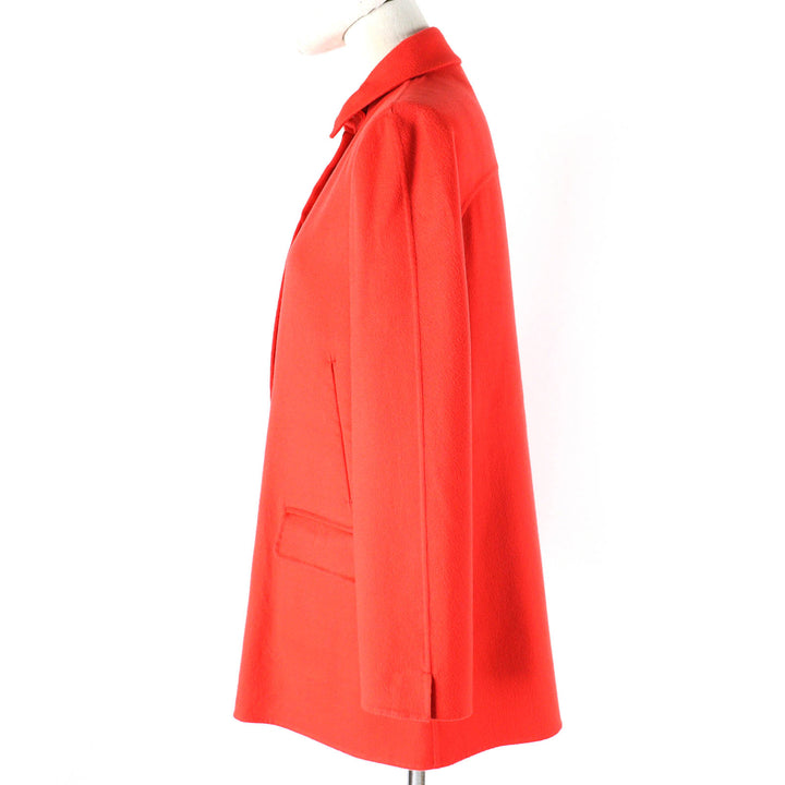 Excellent Loro Piana coat Logo Button Half Red orange cashmere Women 38 FAE8021