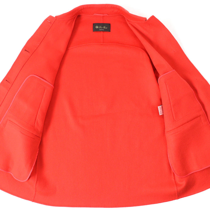 Excellent Loro Piana coat Logo Button Half Red orange cashmere Women 38 FAE8021