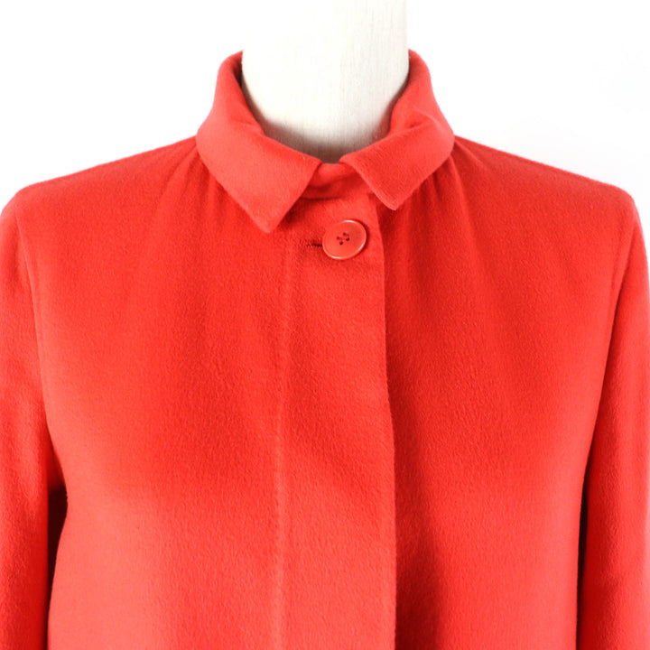 Excellent Loro Piana coat Logo Button Half Red orange cashmere Women 38 FAE8021