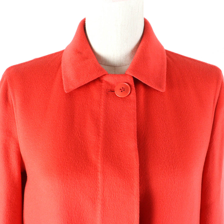 Excellent Loro Piana coat Logo Button Half Red orange cashmere Women 38 FAE8021