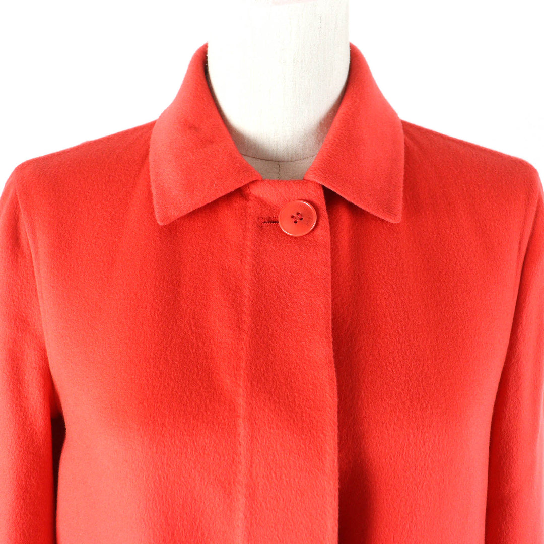 Excellent Loro Piana coat Logo Button Half Red orange cashmere Women 38 FAE8021